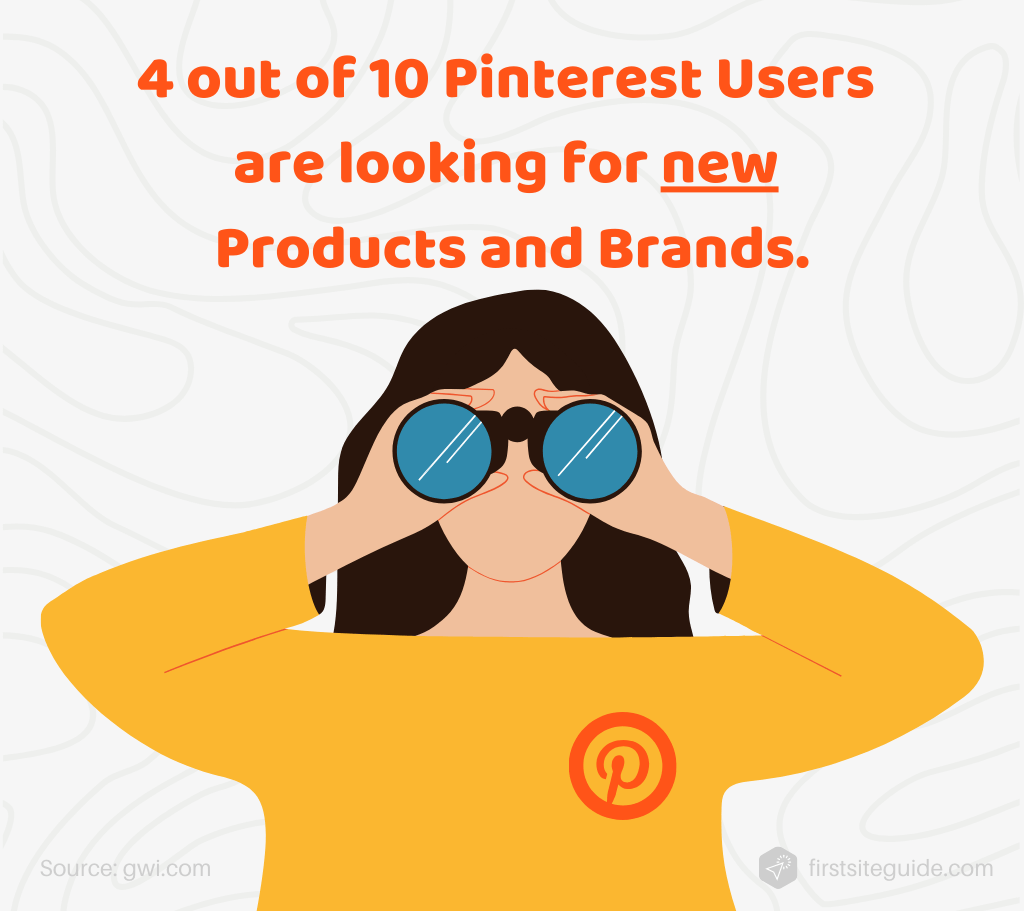 Frau schaut durch ein Fernglas Thema 40 % der Pinterest-Nutzer sind auf der Suche nach neuen Marken und Produkten