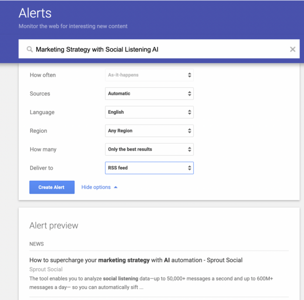 Google Alerts-Marketingstrategie mit Social Listening AI